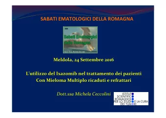 SABATI  EMATOLOGICI  DELLA  ROMAGNA          Meldola,  24  Settembre