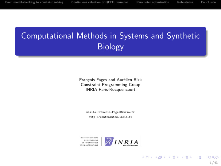 computational methods in systems and synthetic biology
