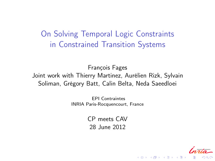 on solving temporal logic constraints in constrained