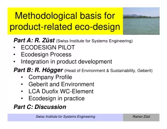 Methodological basis for  product-related eco-design Part A: R. Zst (Swiss Institute for Systems