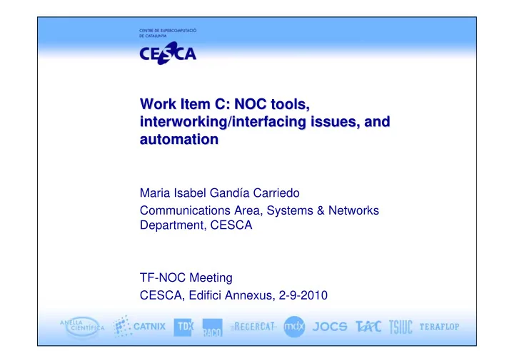 work item c noc tools work item c noc tools interworking