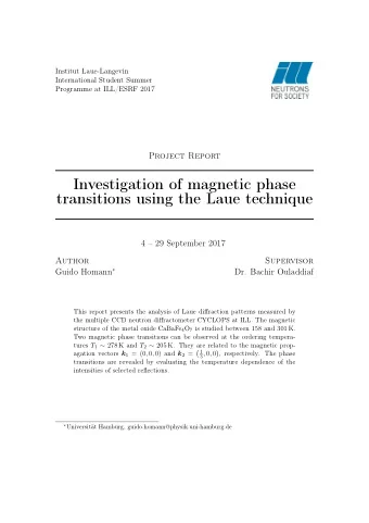 Investigation of magnetic phase  transitions using the Laue technique  4  29 September 2017