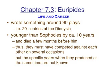 Chapter 7.3: Euripides  Life and Career  Life and Career   wrote something around 90 plays