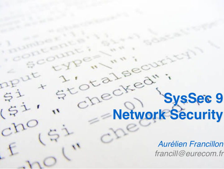 syssec 9 network security