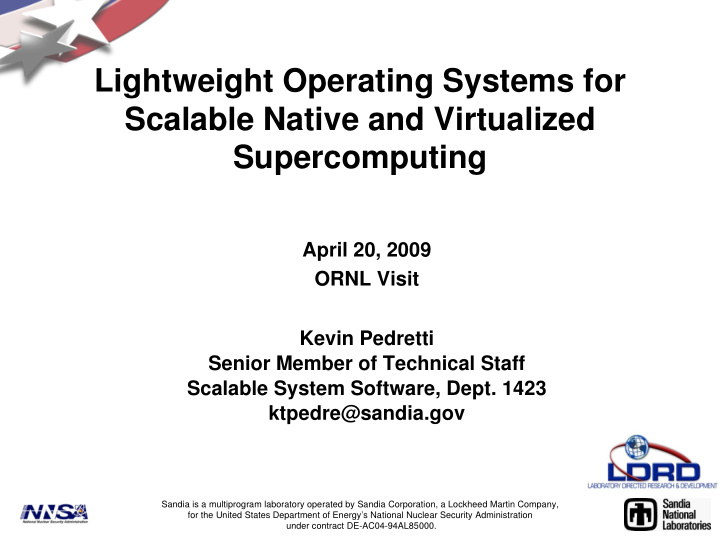 lightweight operating systems for scalable native and