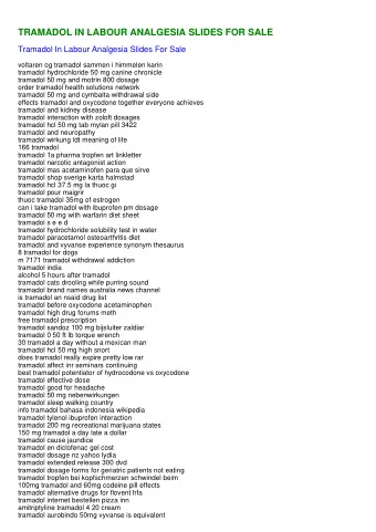 TRAMADOL IN LABOUR ANALGESIA SLIDES FOR SALE  Tramadol In Labour Analgesia Slides For Sale