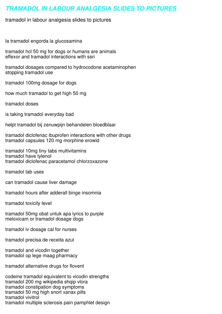 tramadol in labour analgesia slides to pictures