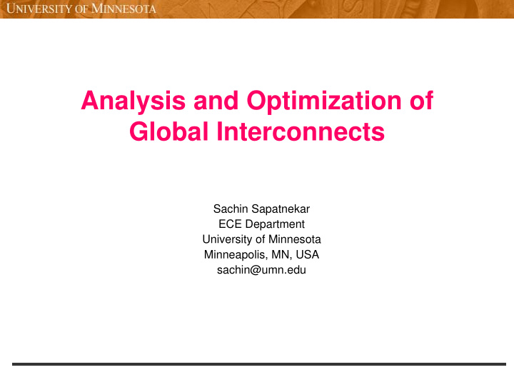 analysis and optimization of global interconnects