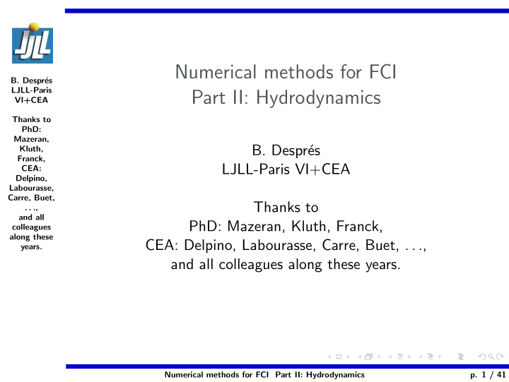 numerical methods for fci