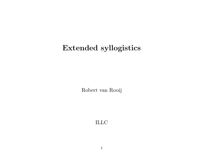 extended syllogistics