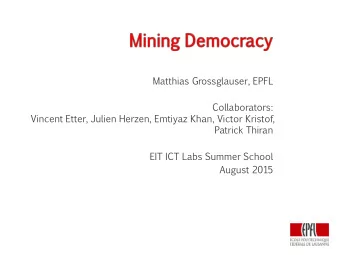 Collaborators:  Vincent  Etter,  Julien  Herzen,  Emtiyaz  Khan,  Victor  Kristof,  Patrick  Thiran