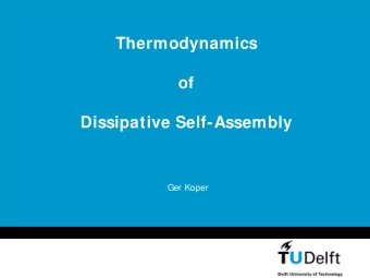 Thermodynamics  of  Dissipative Self-Assembly  Ger Koper  DelftChemTech  Co-workers  TU Delft /