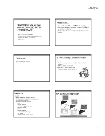 PEDIATRIC FOIE GRAS:  New insights into NAFLD and NASH pathophysiology  NON-ALCOHOLIC FATTY