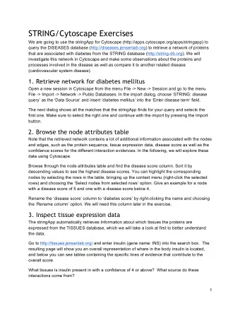 STRING/Cytoscape Exercises  We are going to use the stringApp for Cytoscape