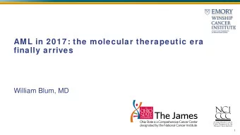 AML in 2017: the molecular therapeutic era  finally arrives  William Blum, MD  1  Beat AML  A new
