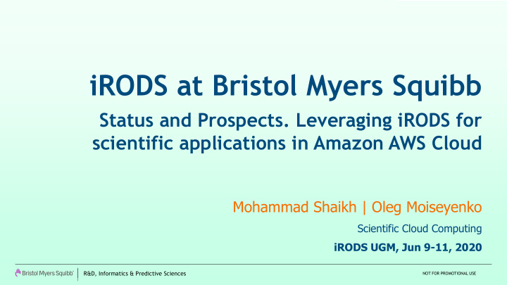 irods at bristol myers squibb