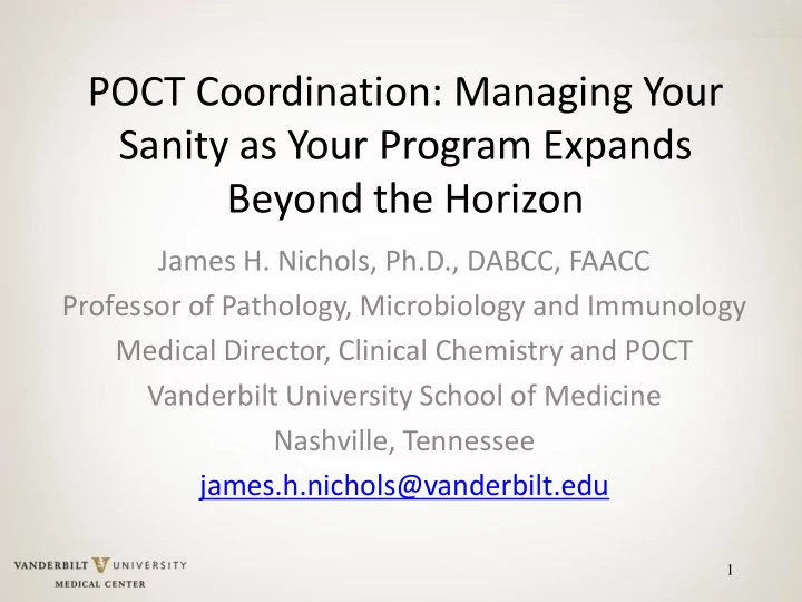 poct coordination managing your sanity as your program