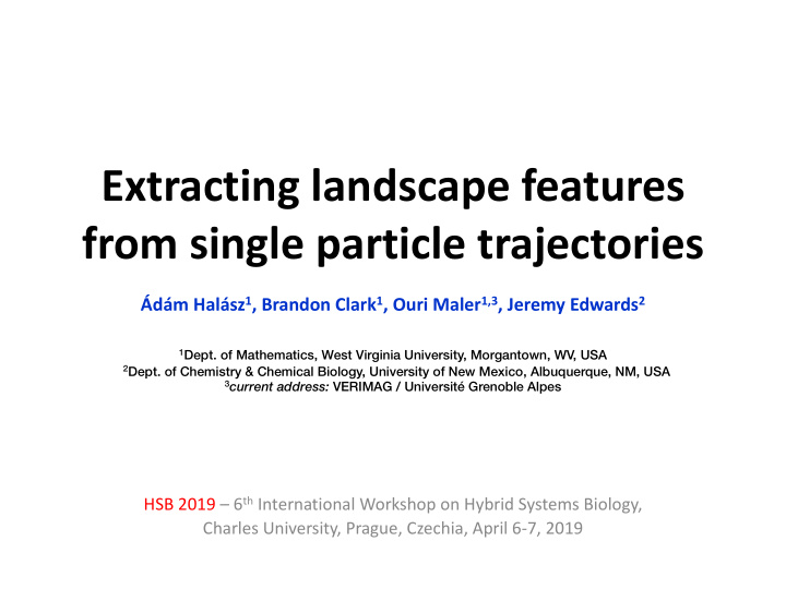 extracting landscape features from single particle