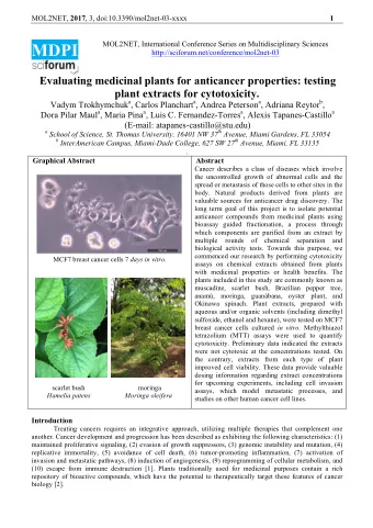 MOL2NET, 2017 , 3, doi:10.3390/mol2net-03-xxxx  2 Materials and Methods Table 1: Plant extract