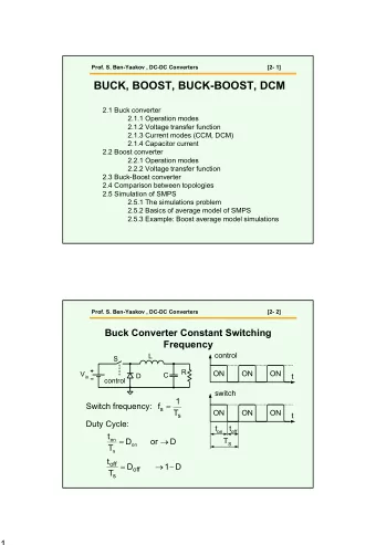 BUCK, BOOST, BUCK-BOOST, DCM  2.1 Buck converter  2.1.1 Operation modes  2.1.2 Voltage transfer