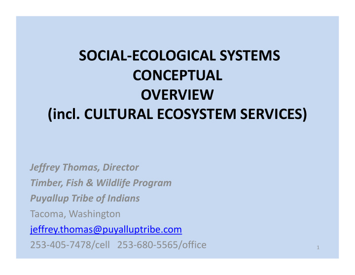 social ecological systems conceptual overview incl