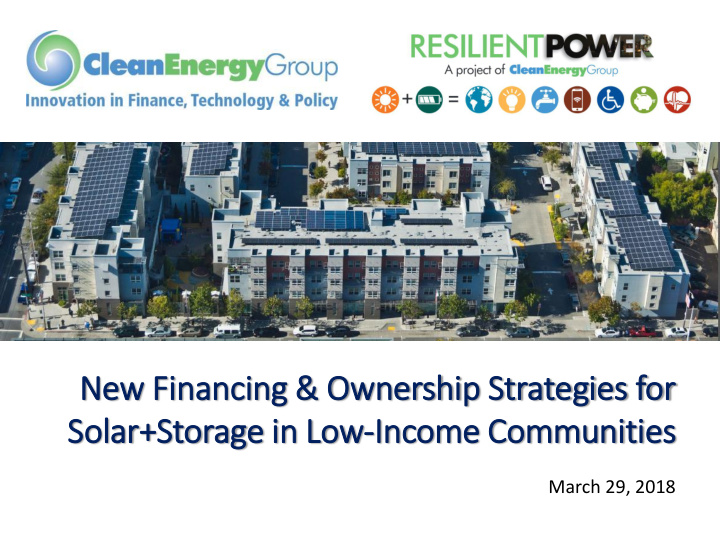 solar storage in in low income communities