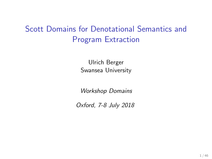 scott domains for denotational semantics and program