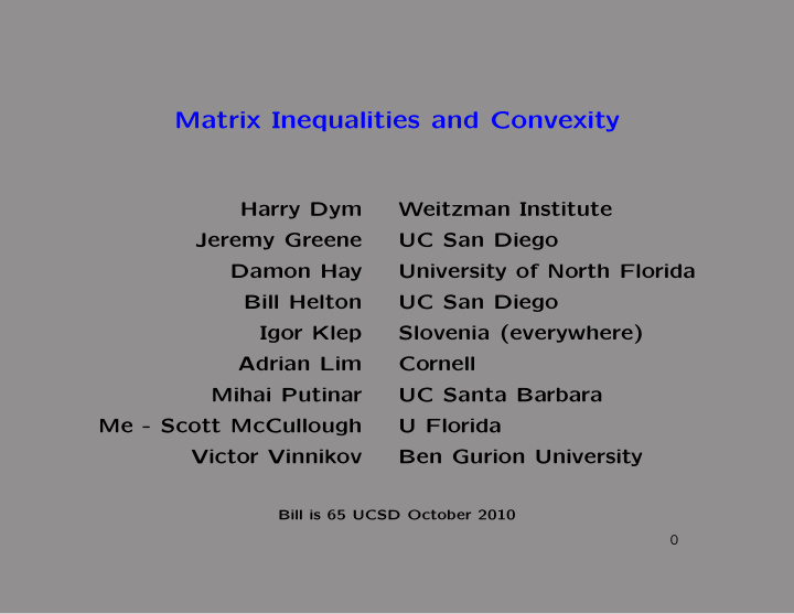 matrix inequalities and convexity