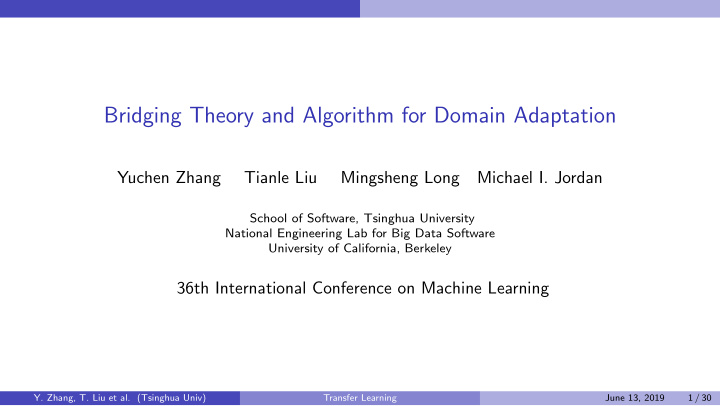 bridging theory and algorithm for domain adaptation