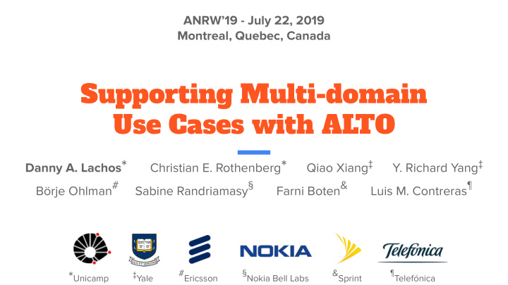 supporting multi domain use cases with alto