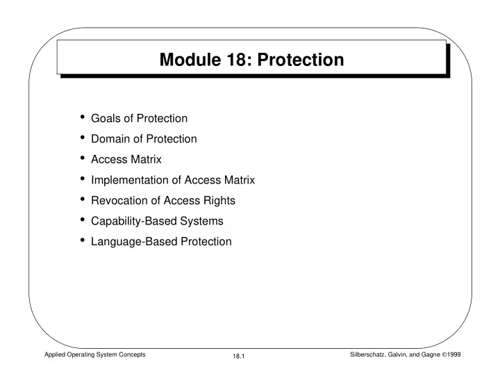 module 18 protection