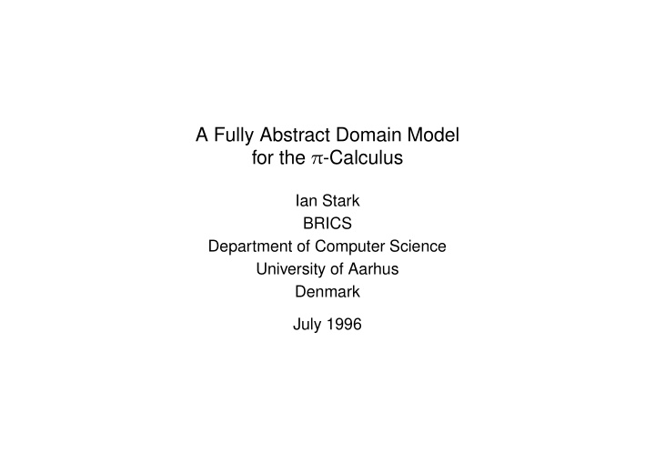 a fully abstract domain model for the calculus