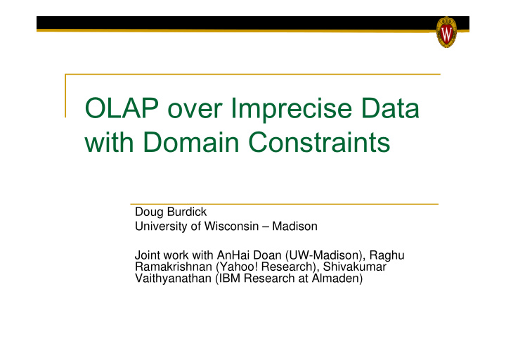 olap over imprecise data with domain constraints