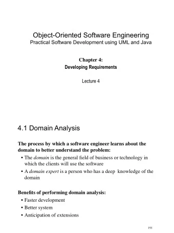Object-Oriented Software Engineering  Practical Software Development using UML and Java  Chapter 4: