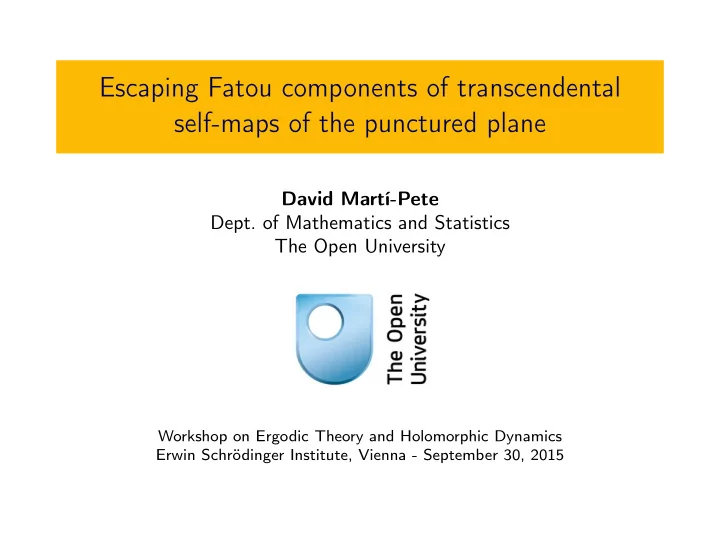 escaping fatou components of transcendental self maps of