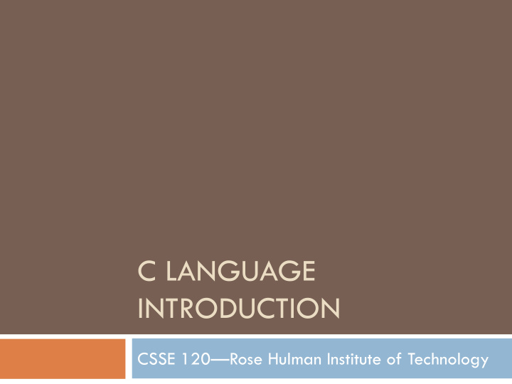 c language introduction