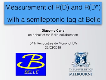 Measurement of R(D) and R(D*)  with a semileptonic tag at Belle  Giacomo Caria  on behalf of the