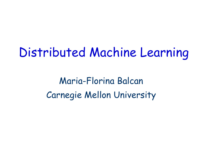 distributed machine learning