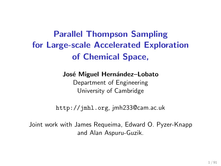 parallel thompson sampling for large scale accelerated