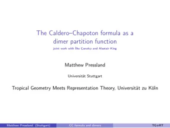 The CalderoChapoton formula as a  dimer partition function joint work with  lke anak and
