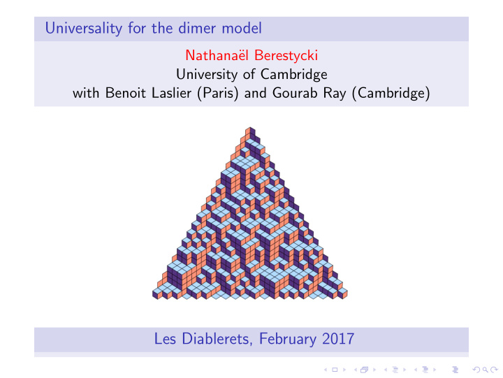 universality for the dimer model
