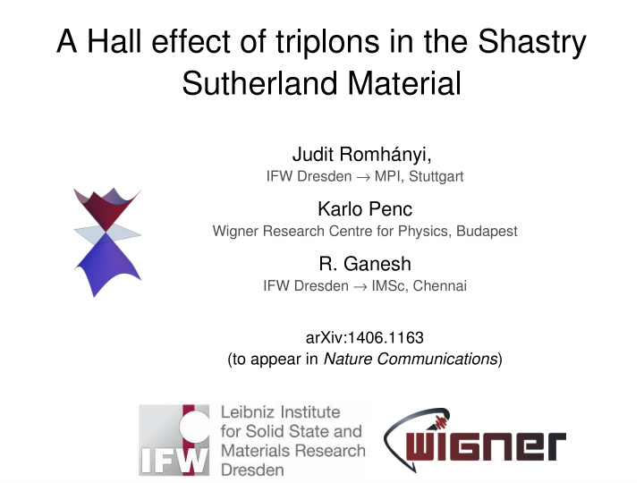 a hall effect of triplons in the shastry sutherland