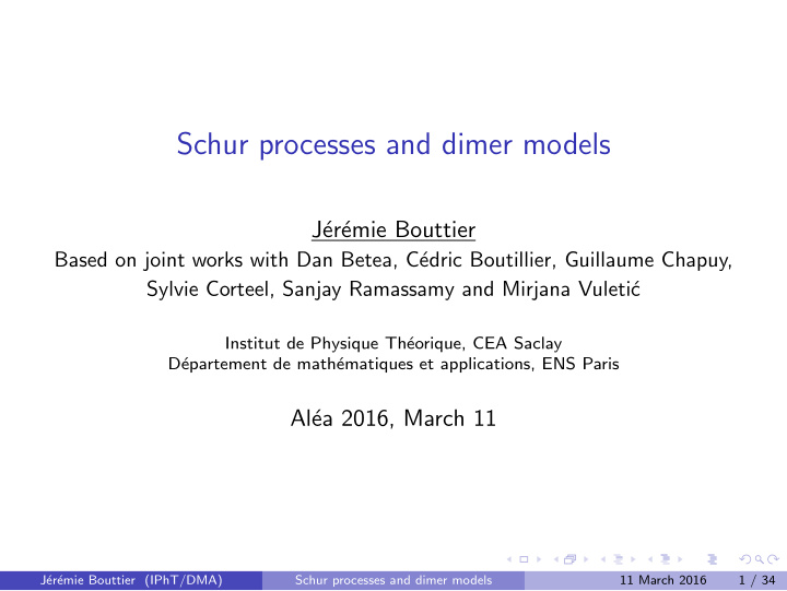 schur processes and dimer models