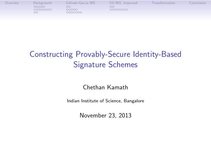 constructing provably secure identity based signature