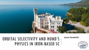 ORBITAL SELECTIVITY AND HUNDS  Laura Fanfarillo  PHYSICS IN IRON-BASED SC FROM FERMI LIQUID TO