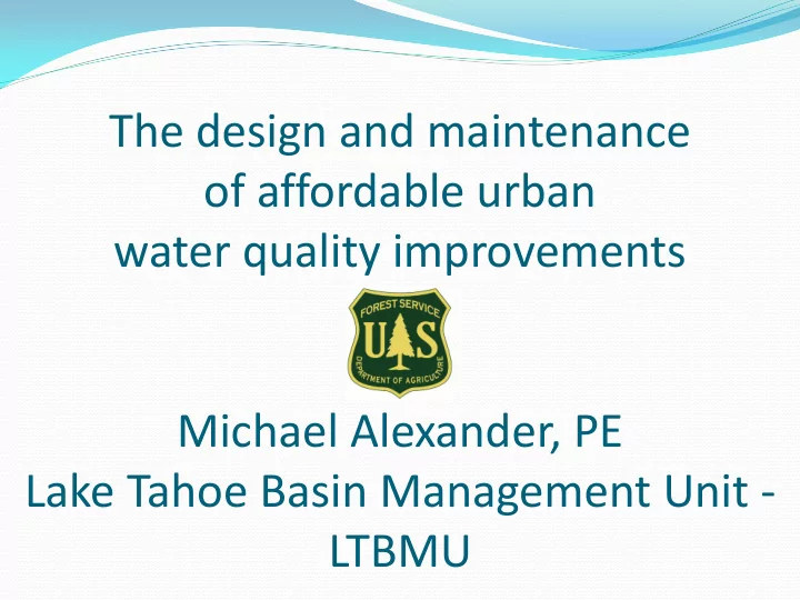 the design and maintenance