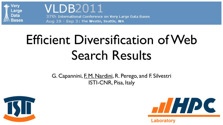 efficient diversification of web search results