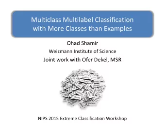 Multiclass Multilabel Classification  with More Classes than Examples  Ohad Shamir  Weizmann