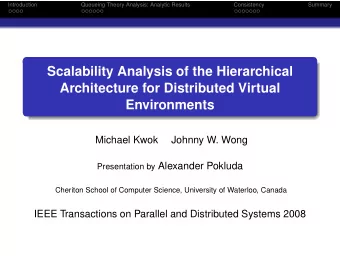 Scalability Analysis of the Hierarchical  Architecture for Distributed Virtual  Environments