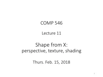 Shape from X:  perspective, texture, shading  Thurs. Feb. 15, 2018  1  Level of Analysis in
